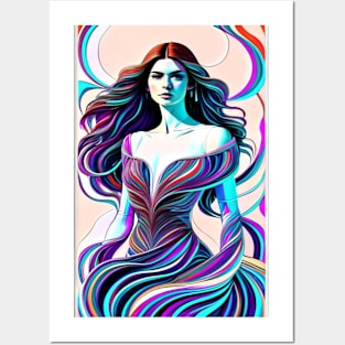 Abstract Fashion Style Female Model Art Posters and Art